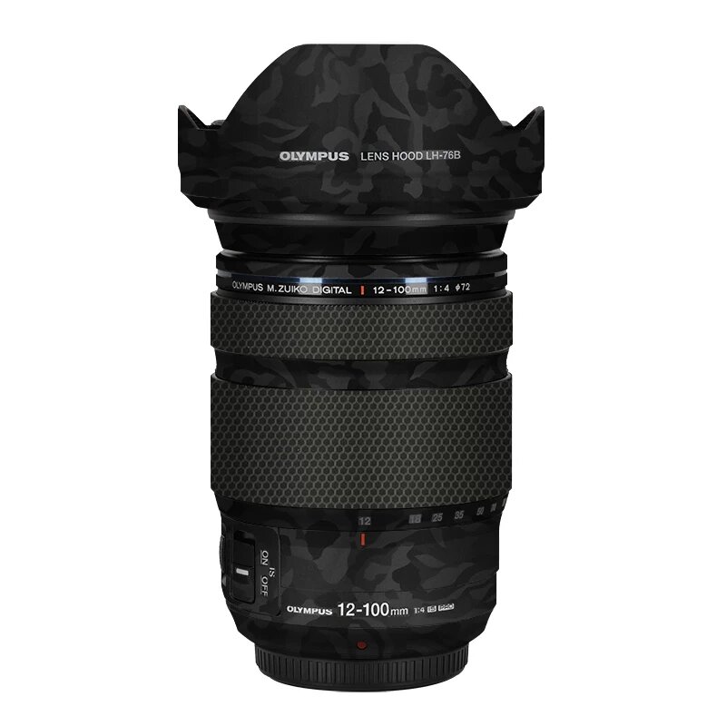 Защитная пленка для объектива Olympus 12-100mm F4 Pro с матовым черным камуфляжным узором, антицарапинная, 3M клей, для