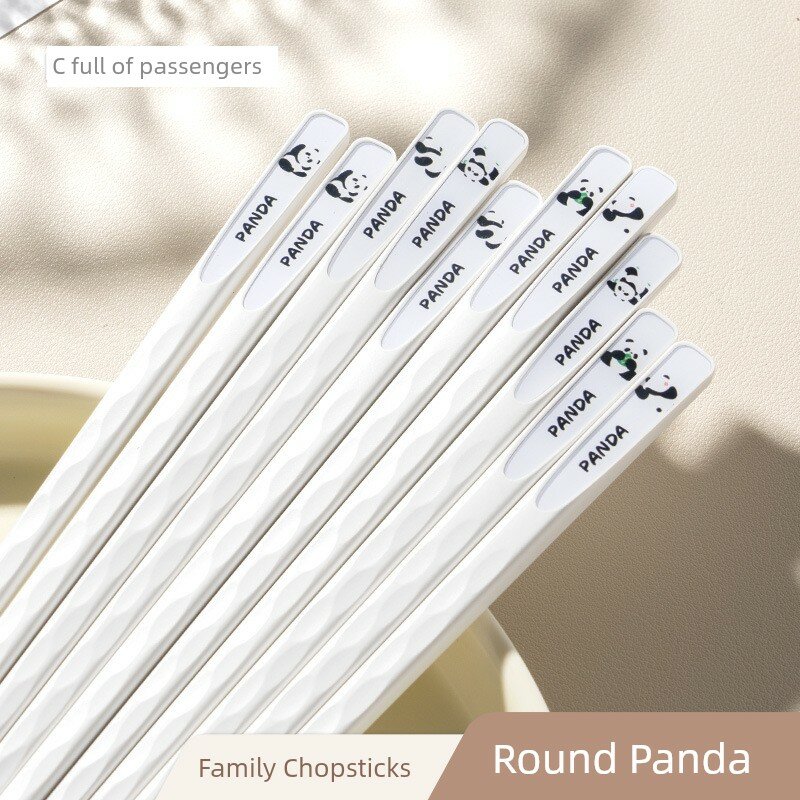 Серебряные антибактериальные палочки из сплава, белый с дизайном панды, 5 пар, 24.3 см