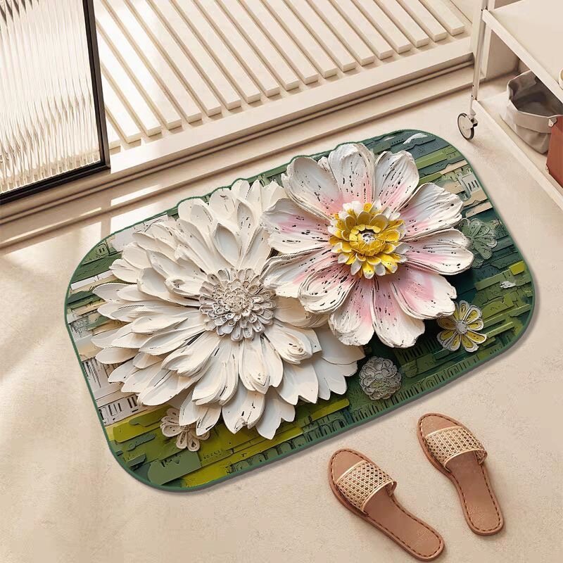 Кристаллический велюровый нескользящий коврик для ванной с котом, 60x90см - мягкий и прочный