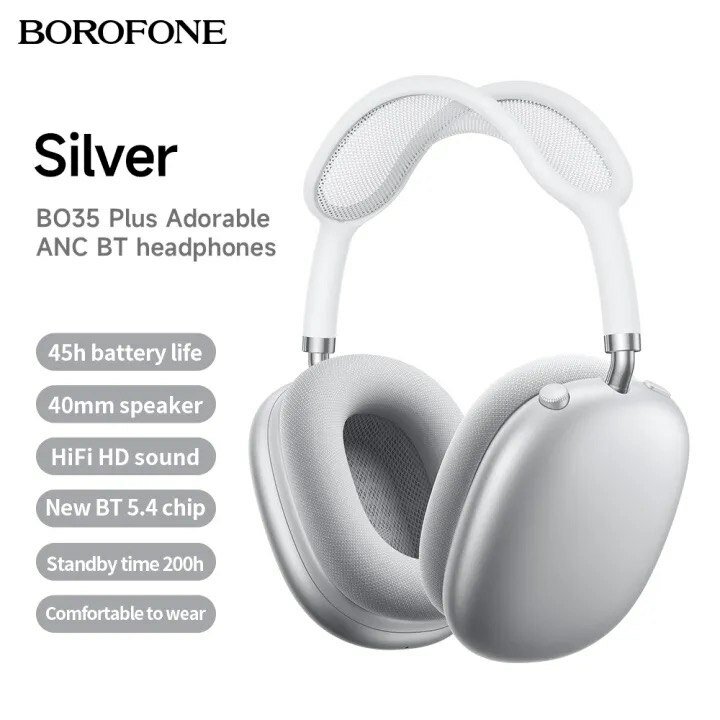 Беспроводные наушники Borofone BO35 Plus Adorable ANC, Bluetooth 5.4, активное шумоподавление, до 45 ч, AUX