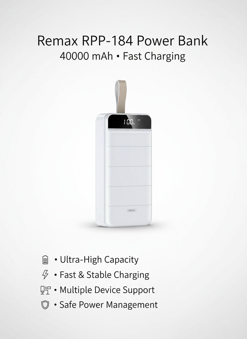 Внешний аккумулятор Remax "RPP-184", 40000 mAh, fast charger