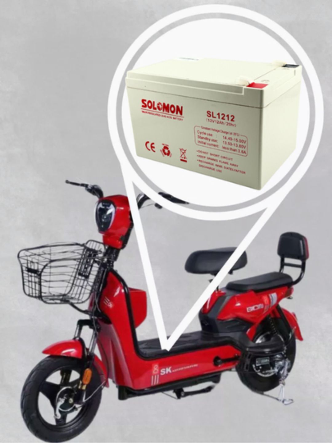 Аккумулятор SOLOMON 12V 12Ah для электровелосипеда, сигнализации, ИБП