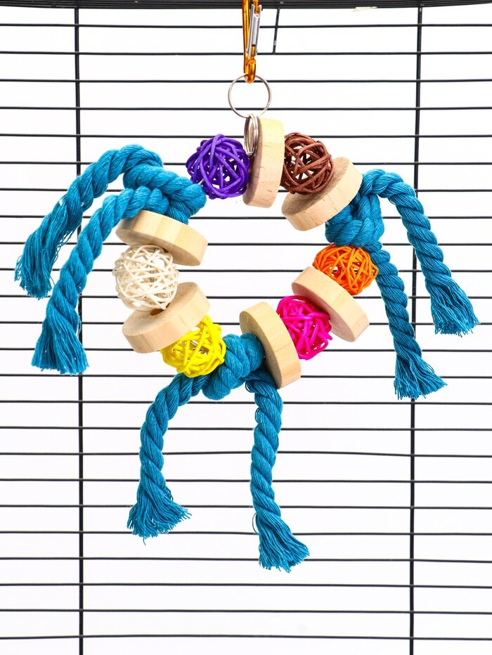 Игрушка для птиц «Браслет», 13.5×5 см, с колокольчиками, цвет микс