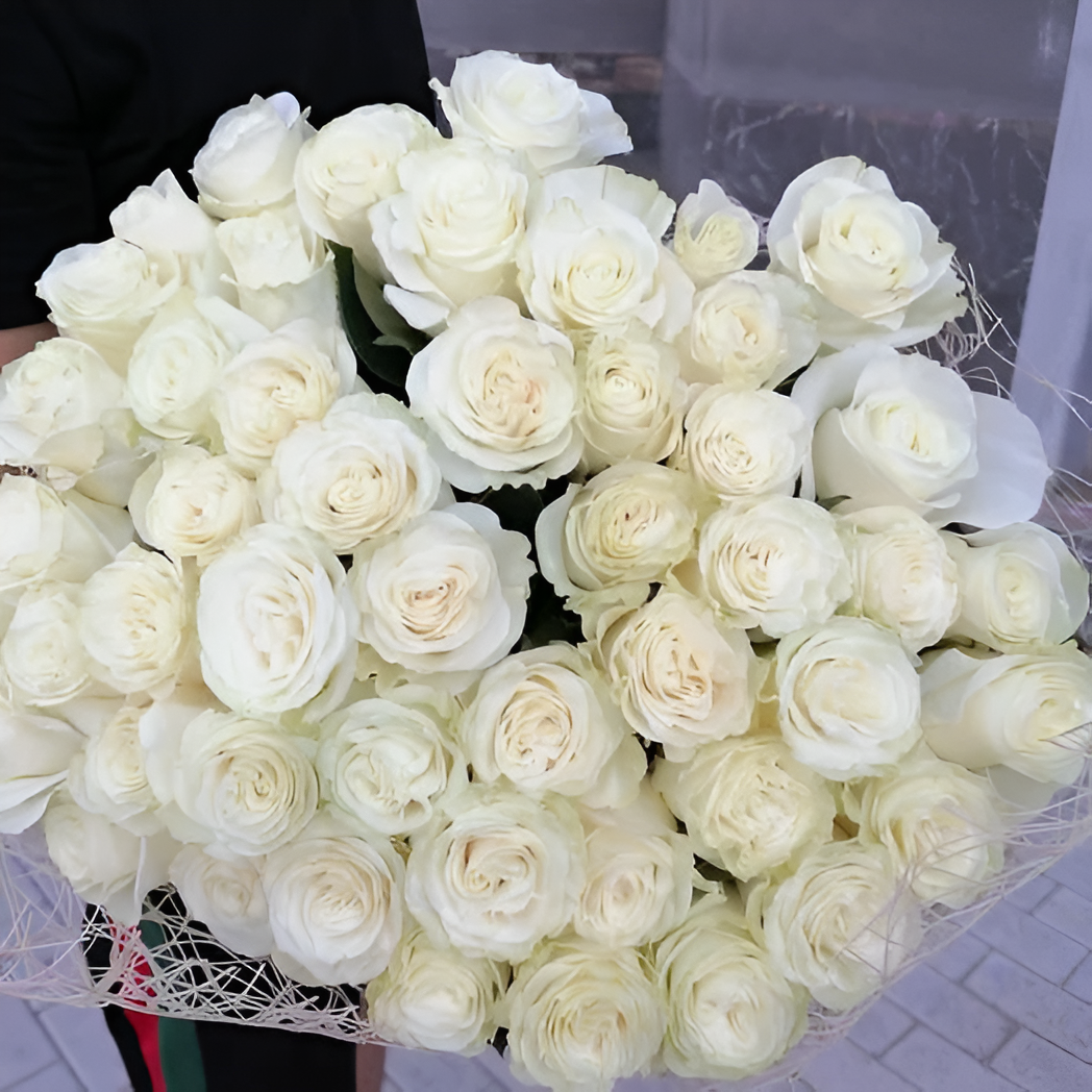 Букет из белых роз (51шт.)