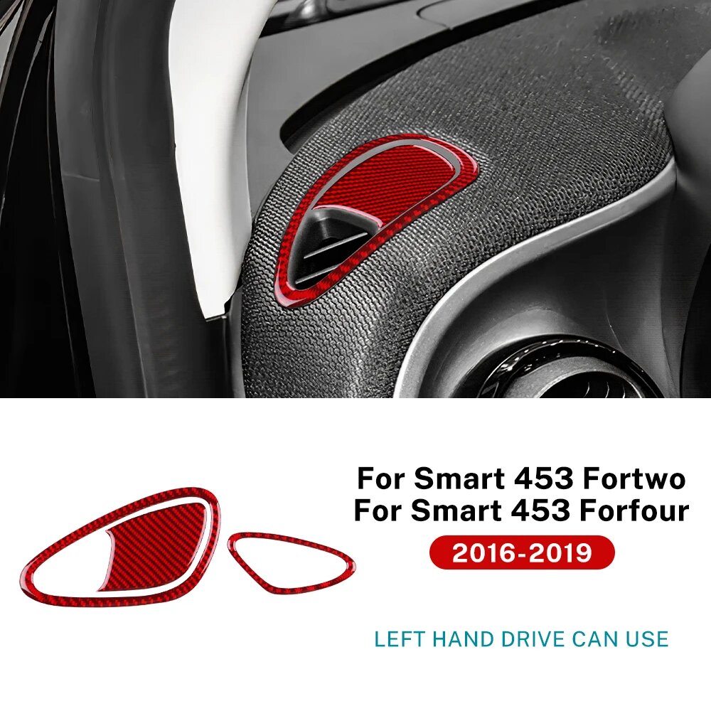 Наклейки из настоящего мягкого карбона для Mercedes Benz Smart 453 Fortwo/Forfour 2016 2017 2018 2019 боковых вентиляционных отверстий приборной панели автомобиля.