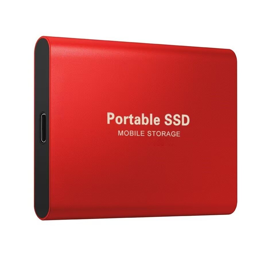 Внешний жёсткий диск, 2TB, металл, чёрный, SSD-шнур, USB- и microCD- переходники，красный