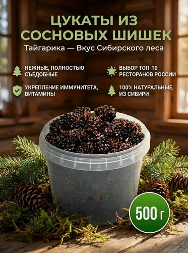 Изображение товара Отборные цукаты из сосновых шишек Taygarika Тайгарика 500гр