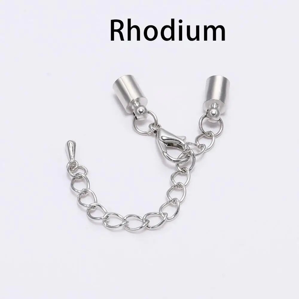 Кожаные концевики для шнурков AGCFABS Серый, 6mm, Rhodium