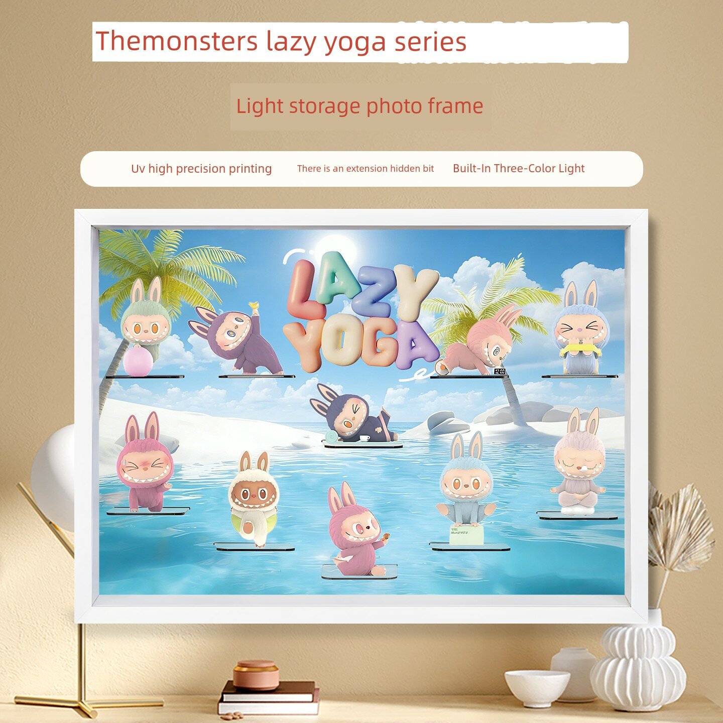 THE MONSTERS 10-Place Display Box Standard Horizontal White Frame No Light Included (34x8.9x48cm)