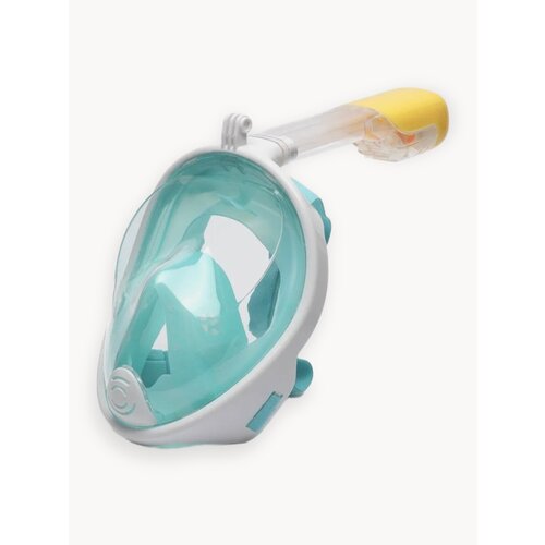 Полнолицевая маска для подводного плавания с трубкой и дайвинга / Маска для снорклинга с креплением для экшн-камеры, размер S/M, зеленый (бирюзовый)