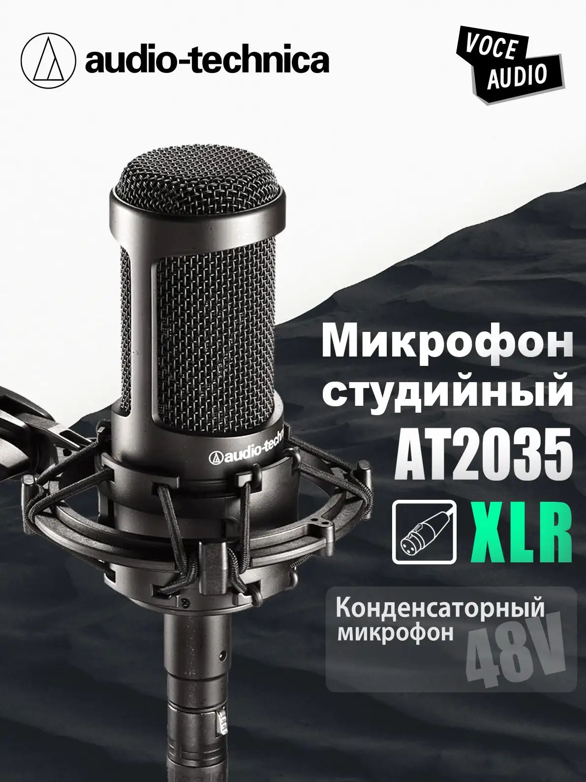 Audio-Technica Микрофон универсальный AT2035, черный матовый