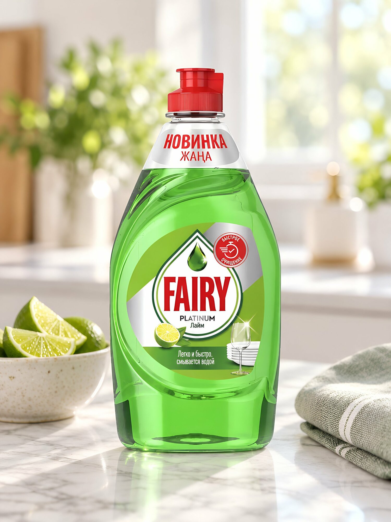 Средство для мытья посуды Fairy Platinum Лайм, 430 мл