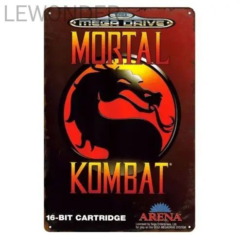 1шт, Металлический постер/табличка по игре Mortal Kombat Sega Mega Drive, 20*30 см