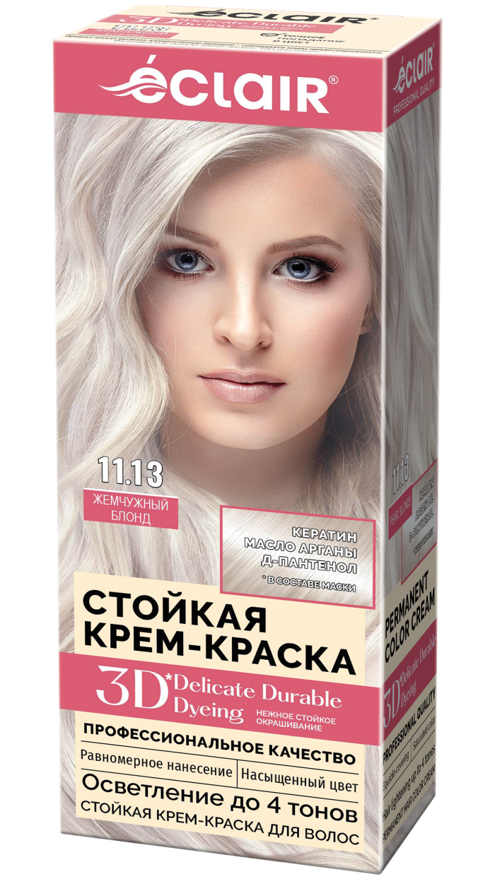 Крем-краска ECLAIR 11.13 3D "Жемчужный блонд", с пантенолом, 100 мл