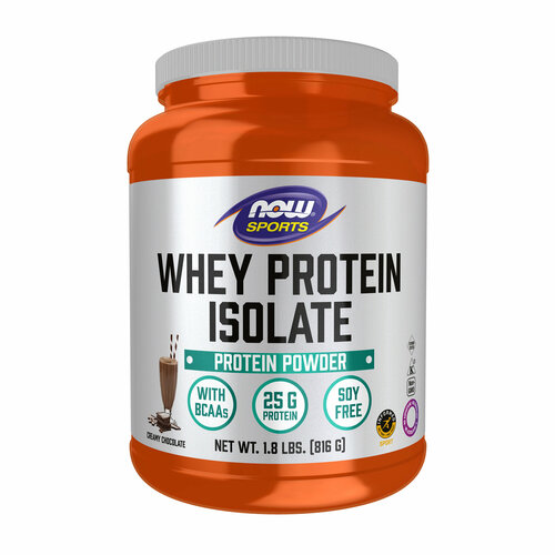 Изолят сывороточного протеина NOW Whey Protein Isolate 816 г, Сливочный шоколад, для набора мышечной массы и похудения