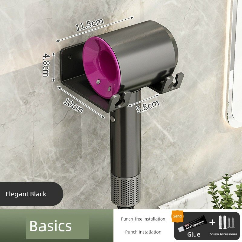 Держатель для фена Dyson и Xiaomi, премиум-черный базовый стиль, ванная стойка для хранения, подходит ко всем фенам