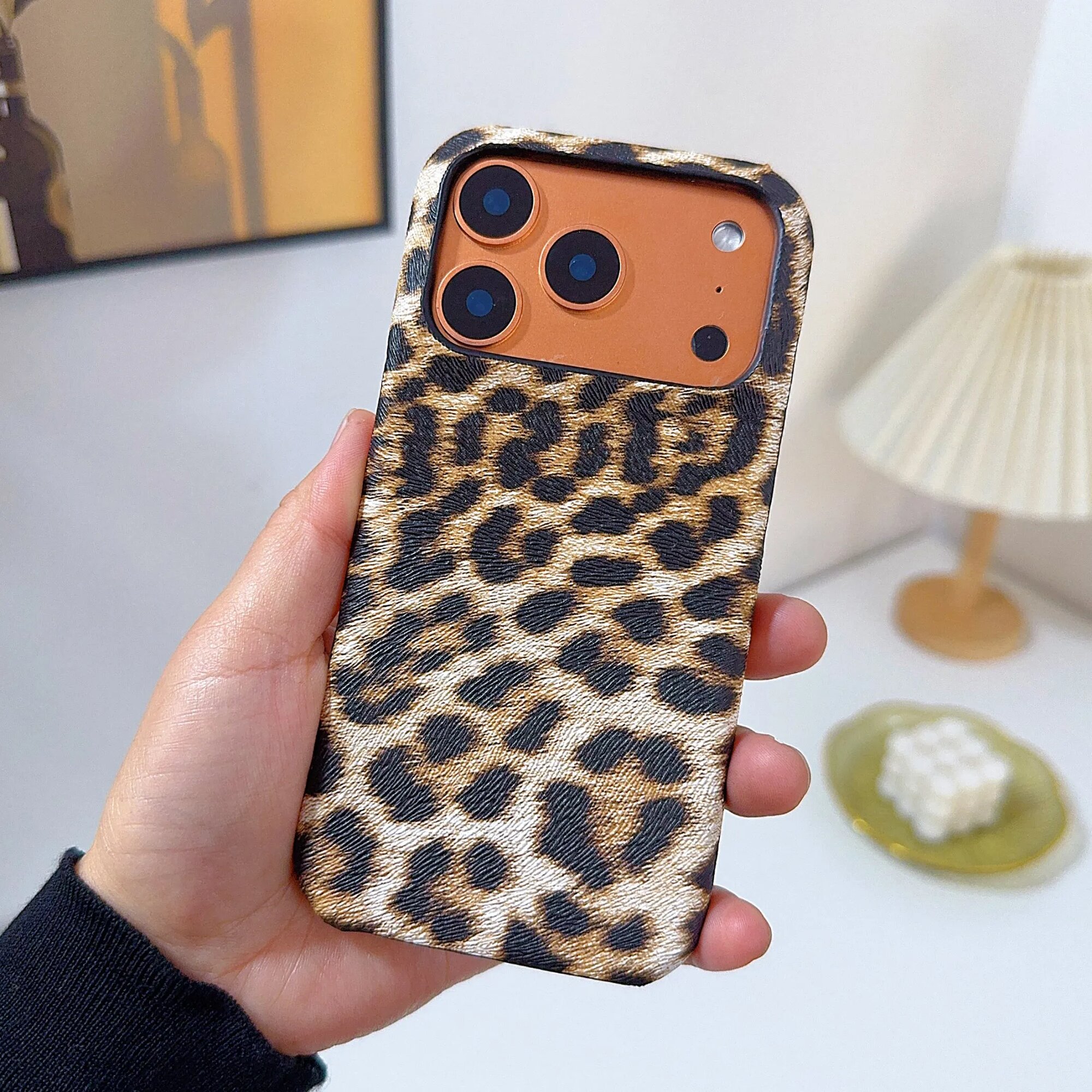 Чехол Из Искусственной Кожи С Леопардовым Принтом Для iPhone, Противоударный iPhone17 Pro, MIB