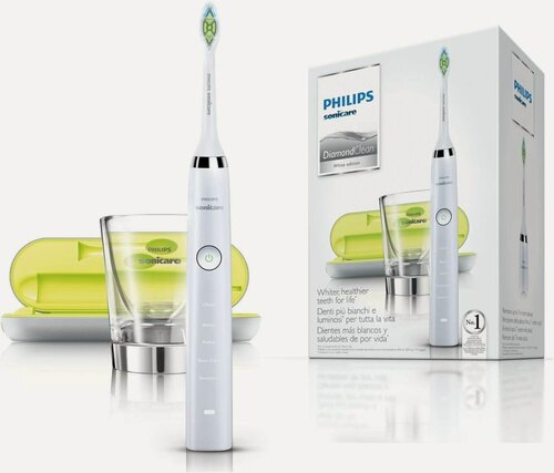 Изображение товара Электрическая зубная щетка Philips Sonicare Diamond Clean HX9332/04, 5 режимов, зарядный стакан, футляр-USB, белая
