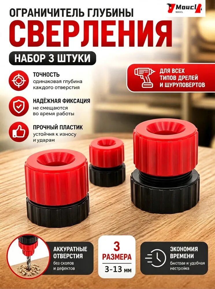 Профессиональный ограничитель глубины для сверл алюминий 3-13 мм