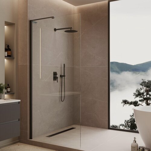 Изображение товара Душевая перегородка Vincea Волк-Ин (Walk-In) VLSW-1H700CLB, 700*2000, черный, стекло прозрачное