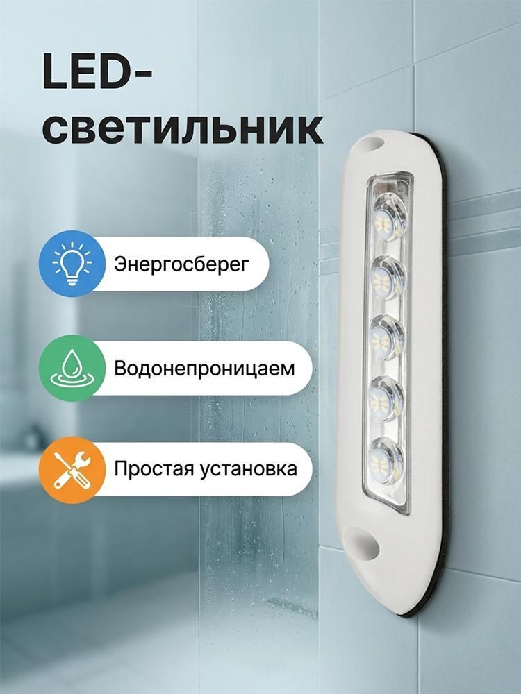 Прожектор автомобильный светодиодный, 8 Вт, 12 В, белый корпус.