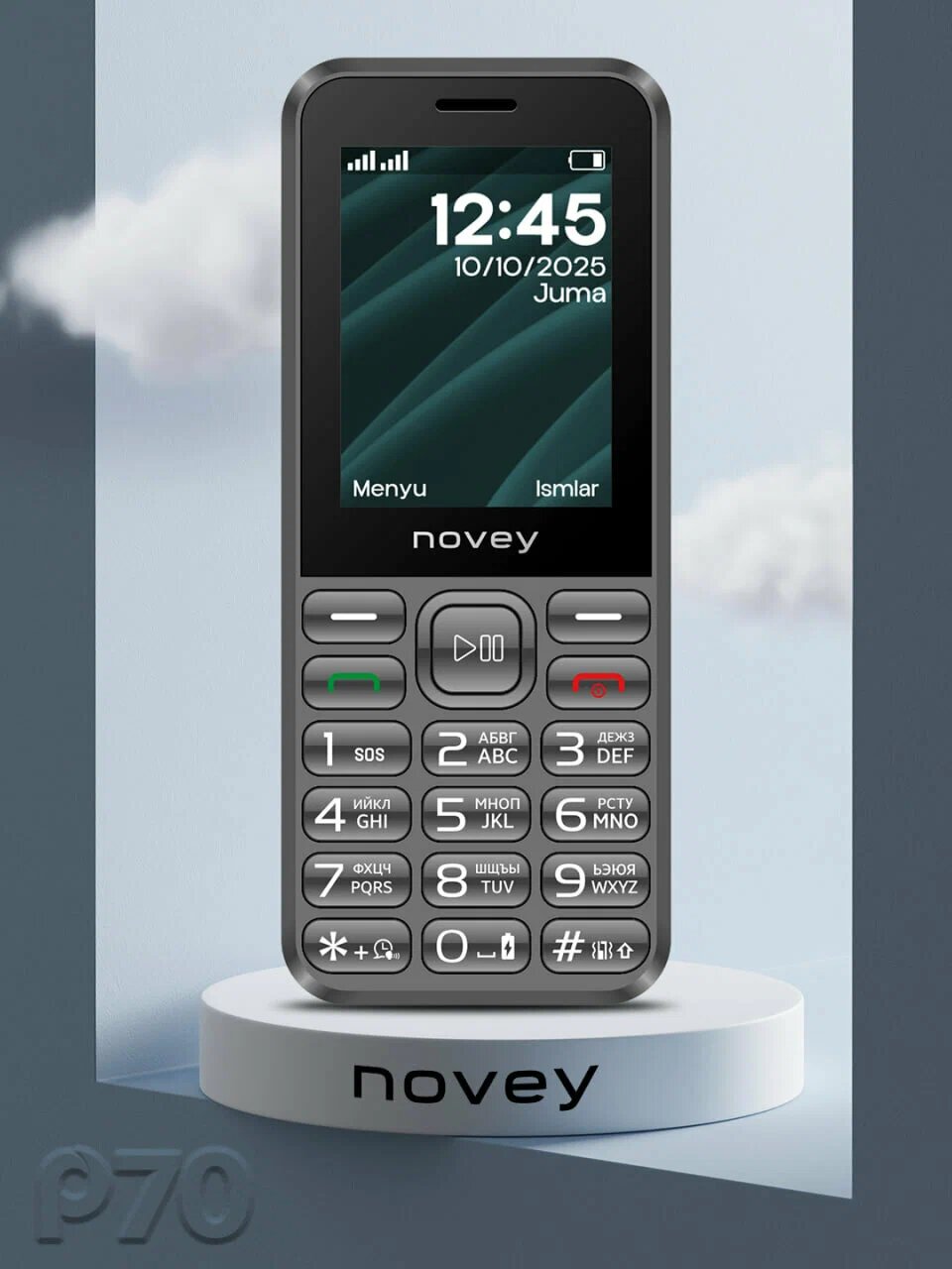 Телефон мобильный кнопочный, P70, GSM, 2Sim, Type-C, Bluetooth, grey — фото 1