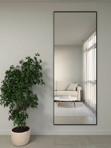 Изображение товара Зеркало настенное 230х80 см. черное в алюминиевой раме интерьерное BLX MIRROR