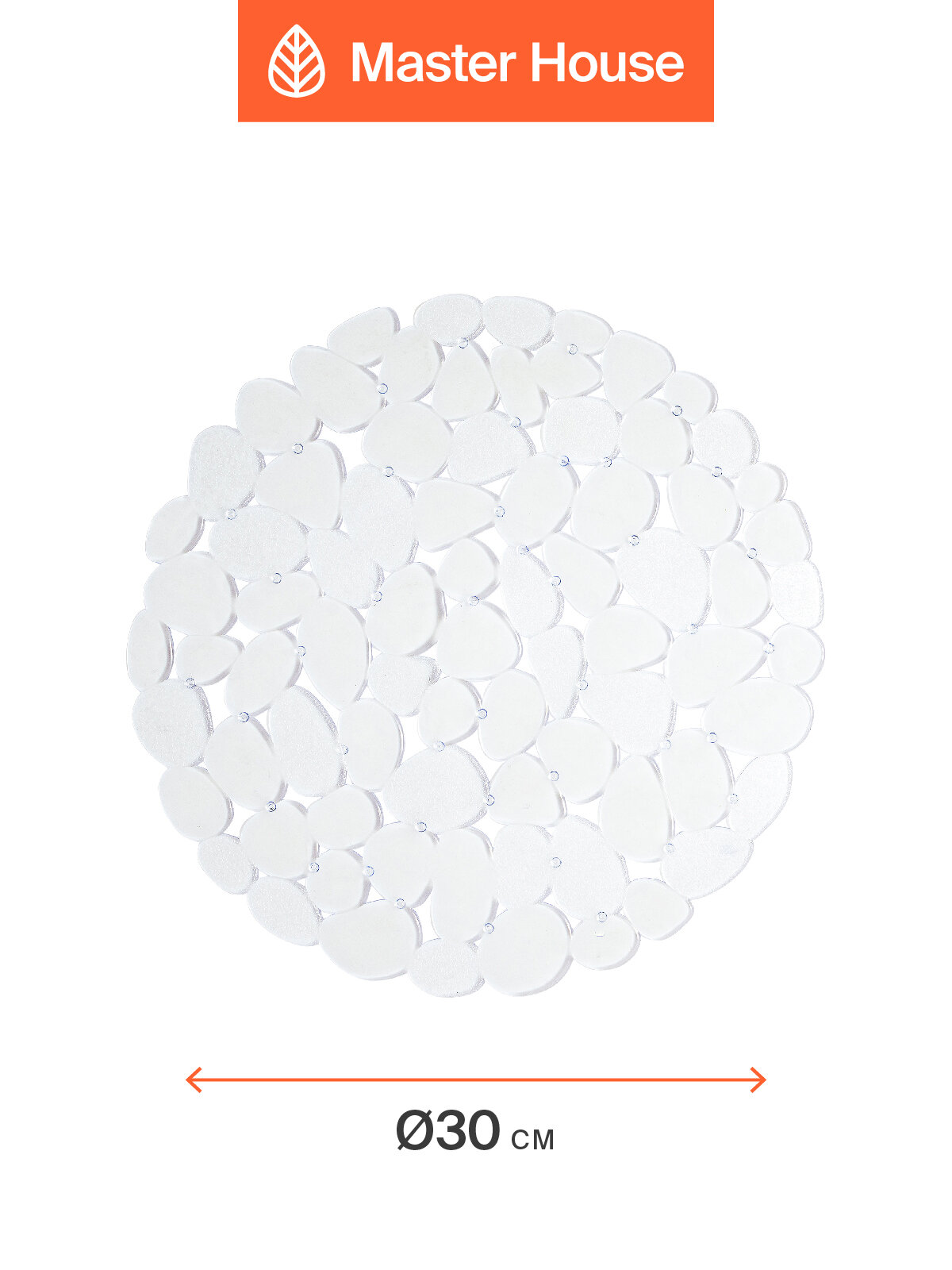 Коврик для раковины на кухне Master House Галька прозрачный 30х30 см — фото 1