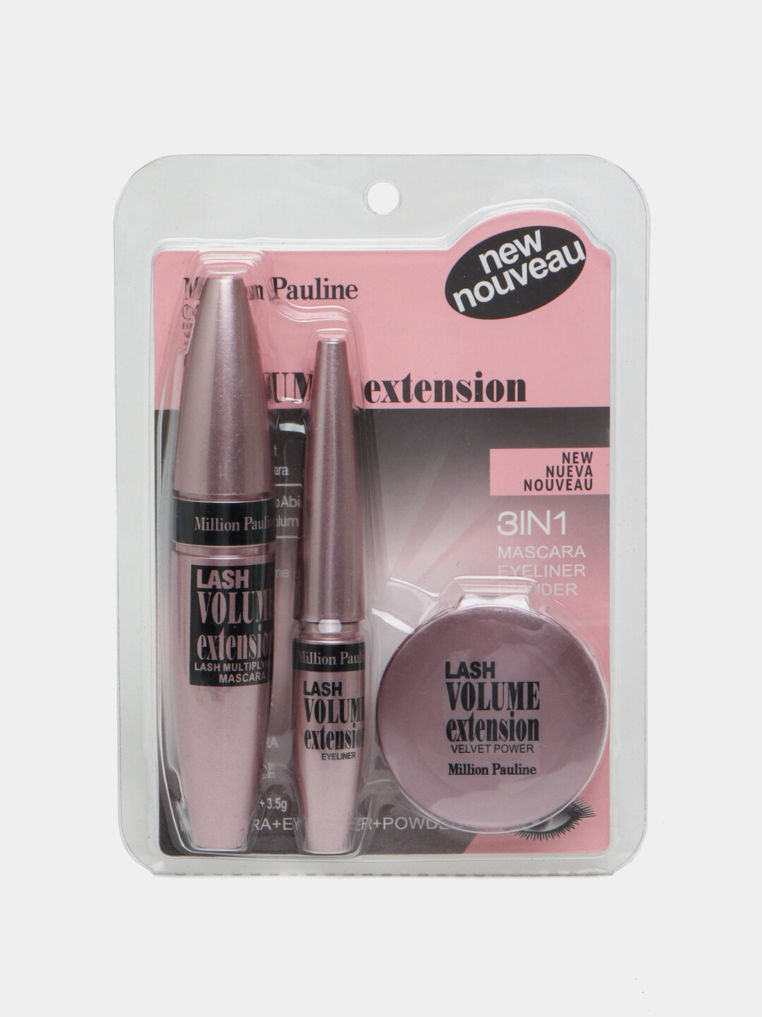 Набор для макияжа Million Pauline 3 в 1: тени для век, тени для век, подводка для глаз.