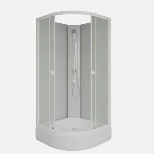 Изображение товара Душевая кабина Niagara Промо (Promo) P100/26/MT/BK стеклянная, 100x100, открытая (без крыши), с матовым стеклом, без гидромассажа, средний поддон, с белым профилем