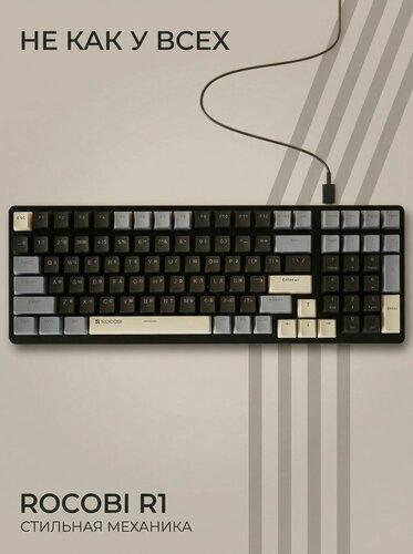 Изображение товара Игровая механическая клавиатура ROCOBI R1 для компьютера и ноутбука, проводная USB с подсветкой, русская, 100 клавиш