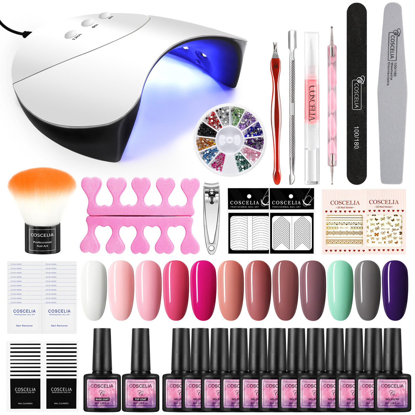 COSCELIA набор для гель-лака в домашних условиях с лампой для маникюра