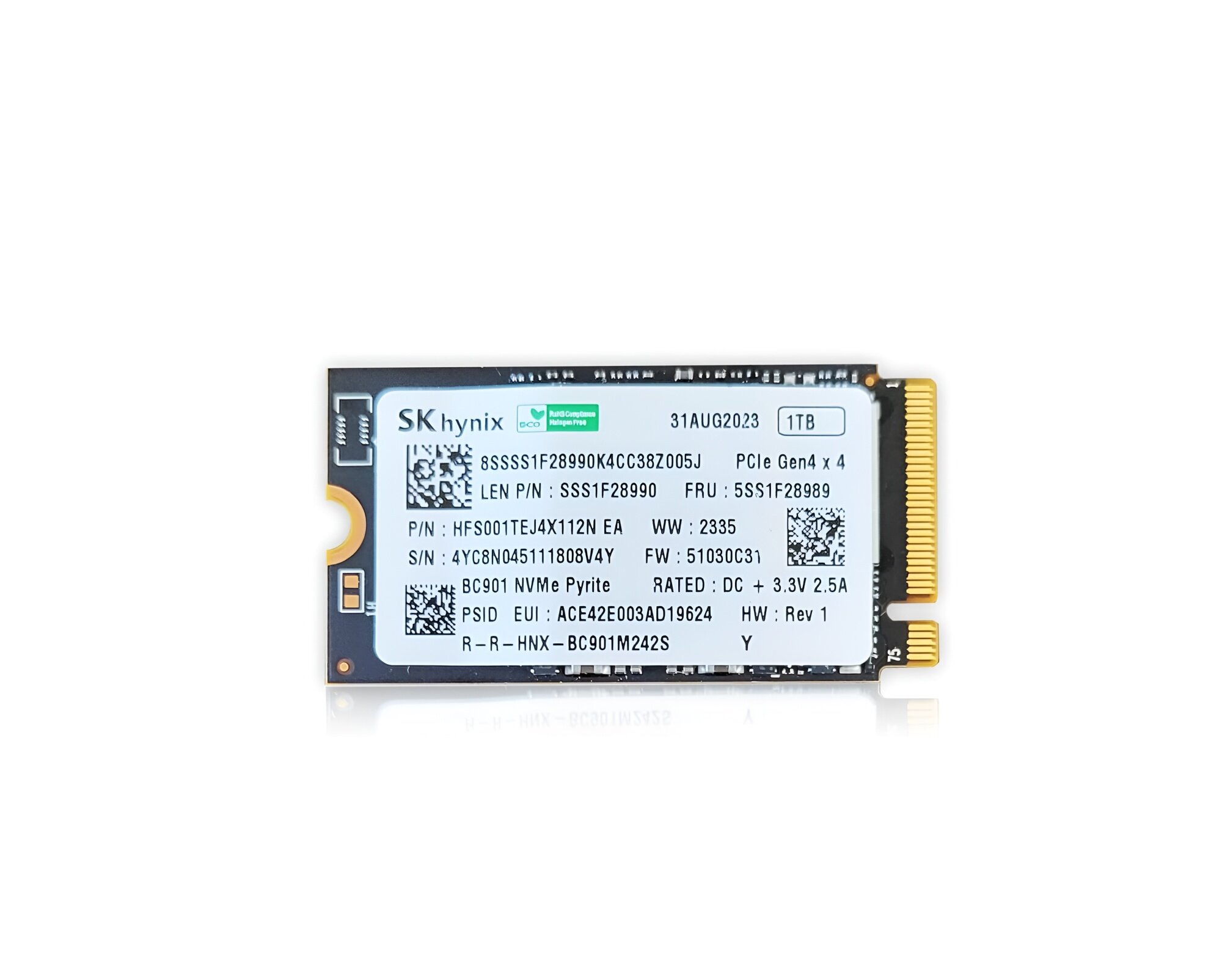 Твердотельный накопитель Hynix, 1Tb, M.2, PCIe 3.0, NVMe, 3D-NAND, для ПК