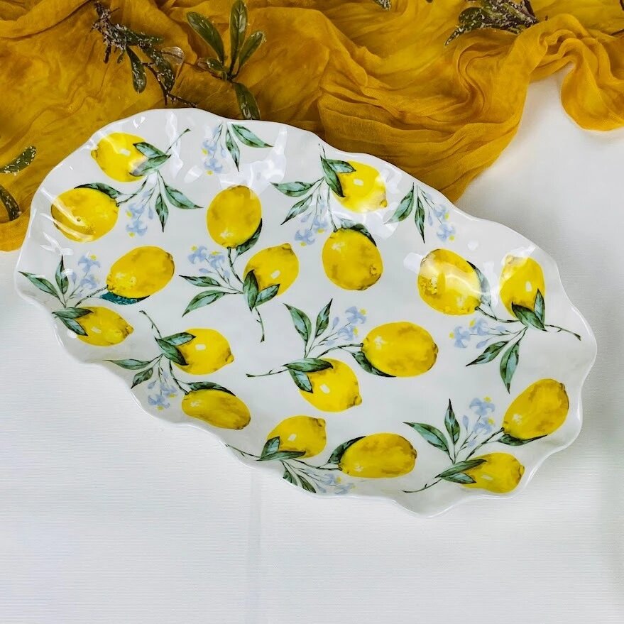 Овальное блюдо 35х20,5х2см лимоны Фарфор 305-507 118-305-507