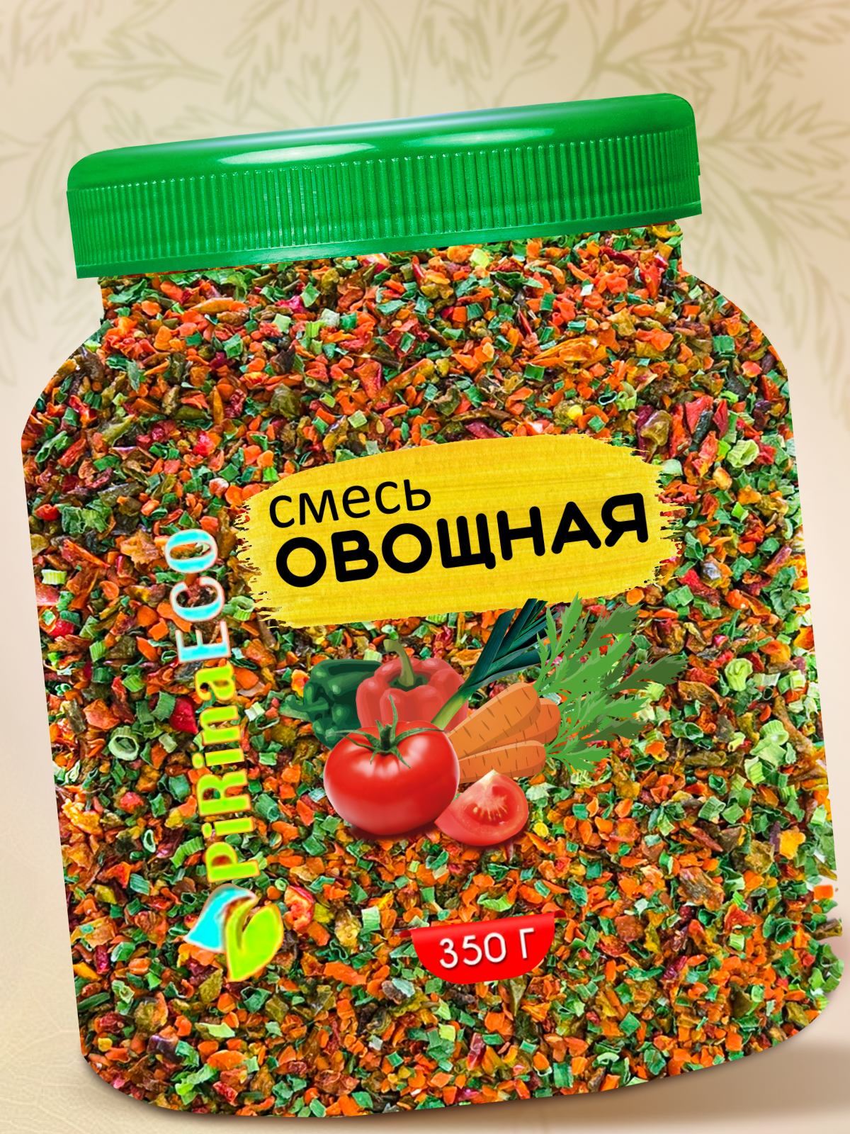 Смесь овощная сушеная PiRinaECO, приправа универсальная для курицы, мяса, шашлыка, супа, картофеля и рыбы, 350 г