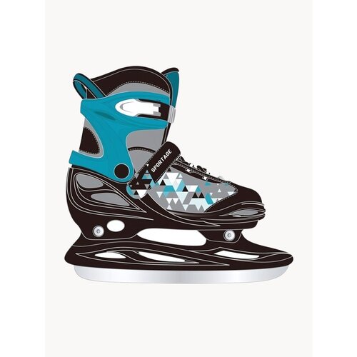 Коньки раздвижные фигурные «Mosaic 2», размер 34-37, черно-синие, поддержка щиколотки, пластик/полиэстер/сталь