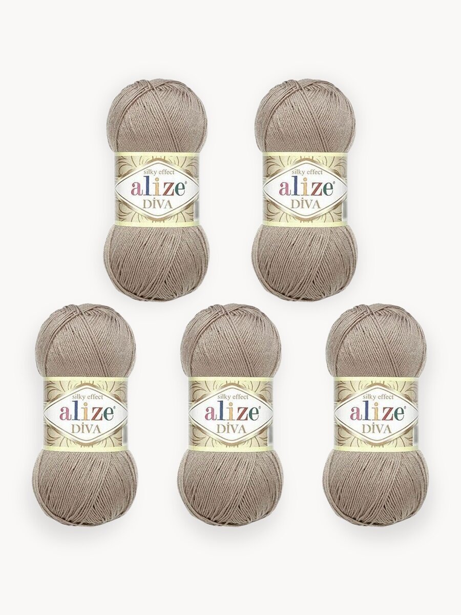 Пряжа для вязания ALIZE 'Diva', 100г, 350м (100% микрофибра) ТУ (167 бежевый), 5 мотков