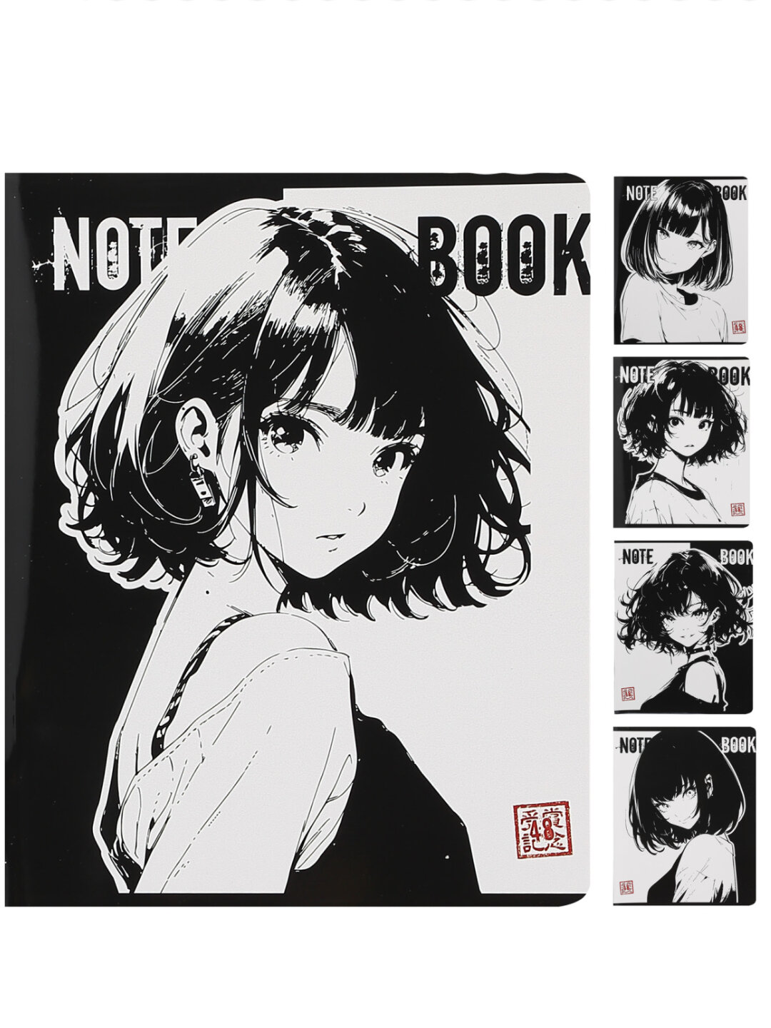 Тетрадь А5, 48л, клетка, "Блэк Аниме" 5 шт