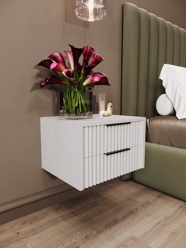 Изображение товара Тумба прикроватная, 2 ящика, ЛДСП, МДФ, Кашемир, подвесная, 40x35x28 см