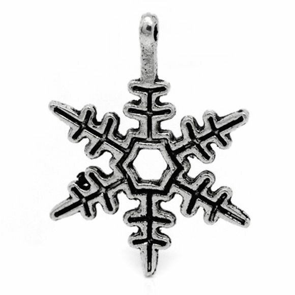 Подвеска "Снежинка", античное серебро, 10 штук. — фото 1