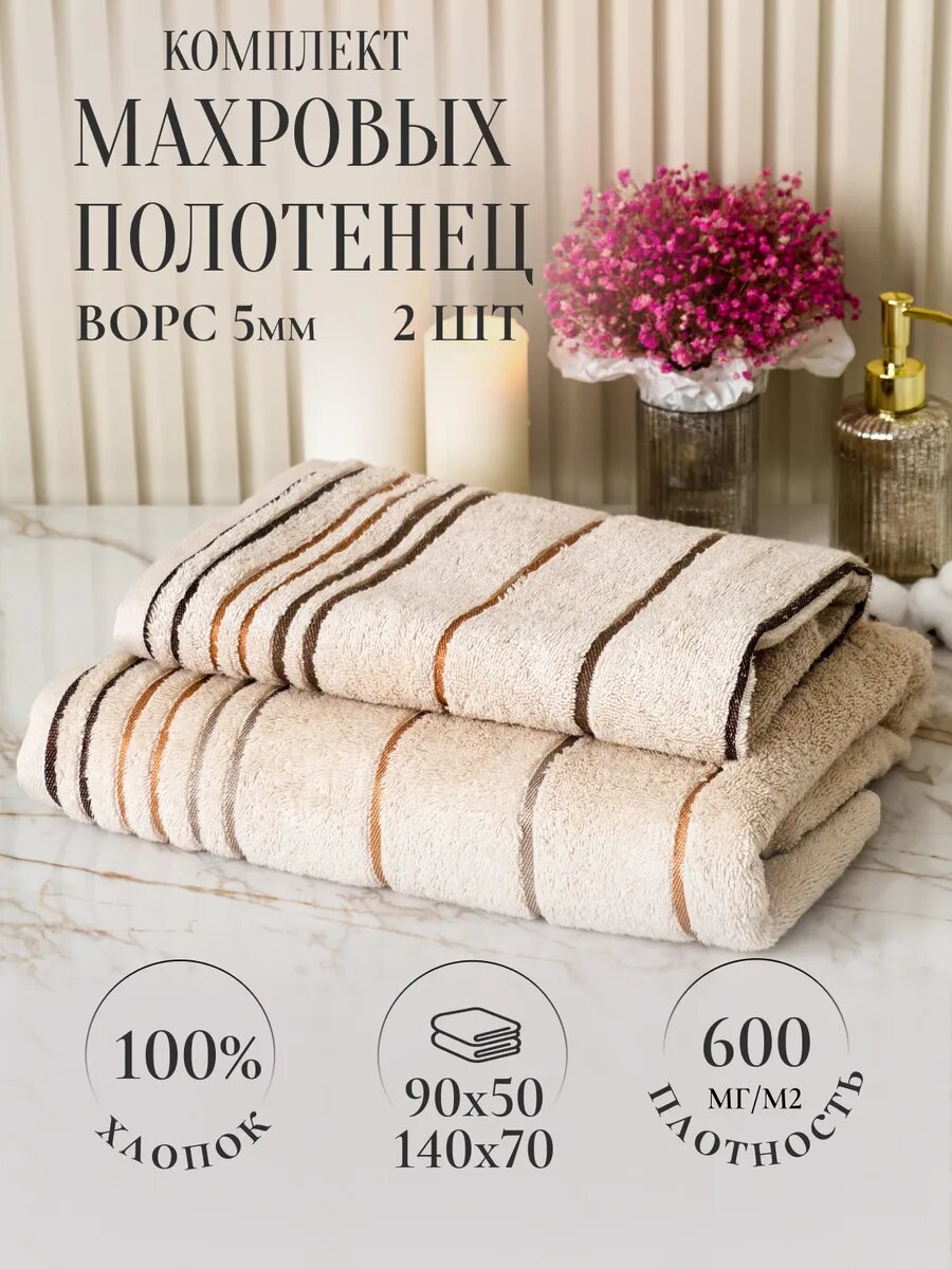 Havana — Комплект махровых полотенец 70×140 + 50×90 из длинноволокнистого хлопка ZIP-пакет