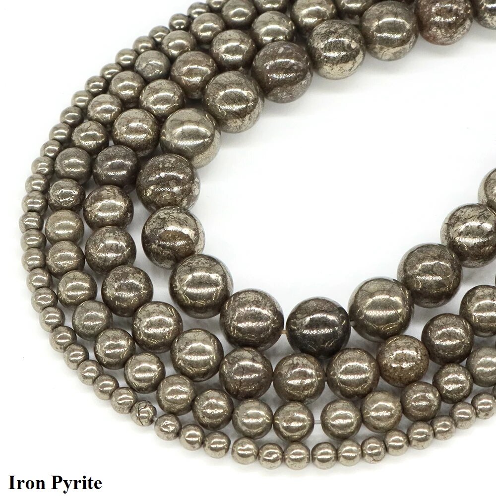Зеленые бусины из камня Шушань 4/6/8/10 мм Серый, 6mm(56-65pcs), Iron Pyrite