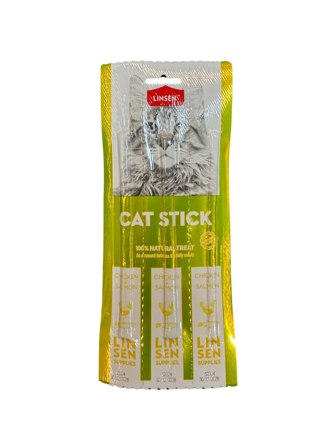 Натуральное лакомство для кошек, в форме мягких жевательных палочек, 10 шт * 42 гр(курица + рыба)