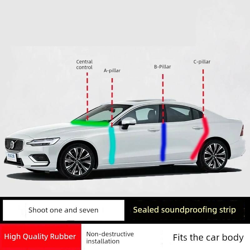 Набор из 7 элементов для Volvo S60: уплотнители A-столба, B-столба, C-столба и центральной консоли для шумоизоляции и