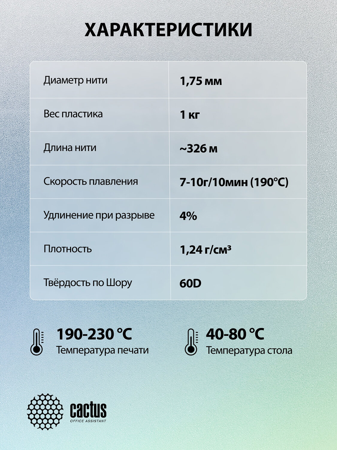 Пластик для принтера 3D CACTUS CS-3D-PLA-1KG-GREY — фото 1