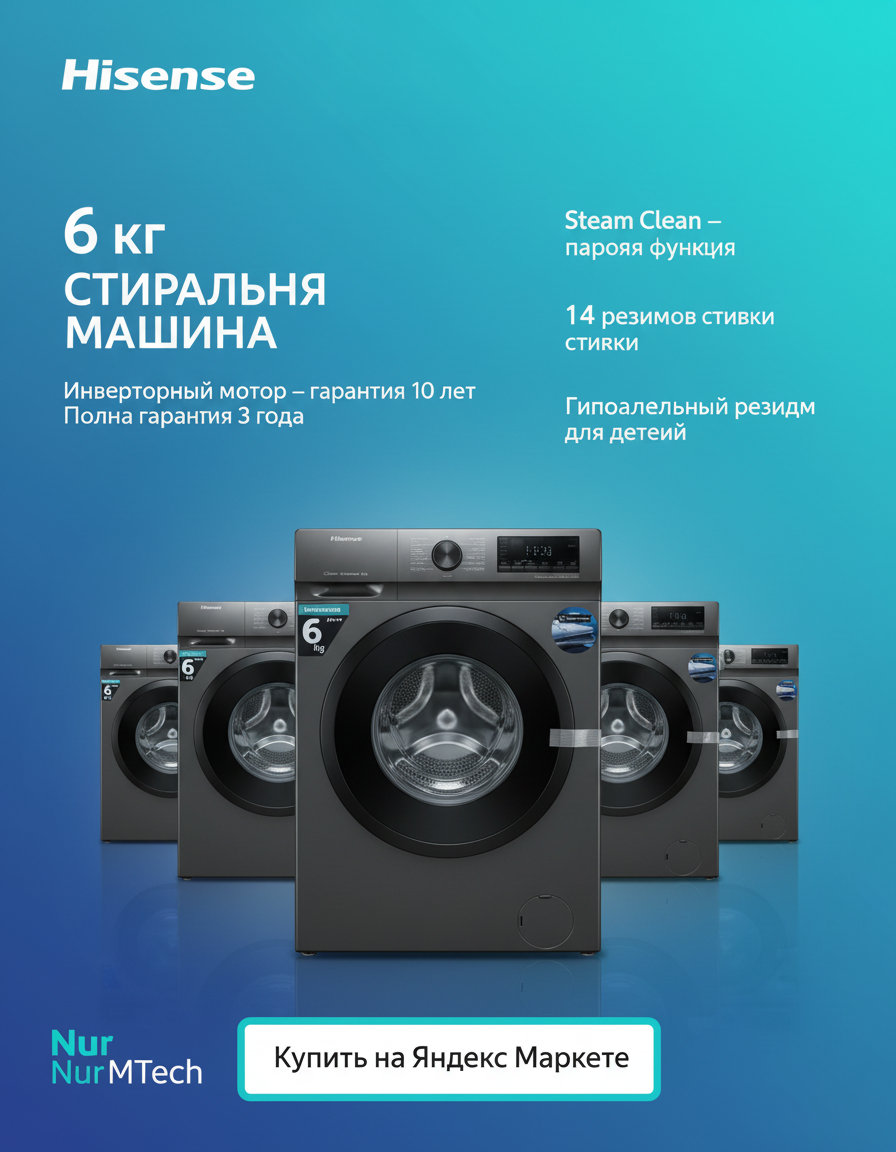 Стиральная машина Hisense WFQP6012EVM 6 Кг — фото 1