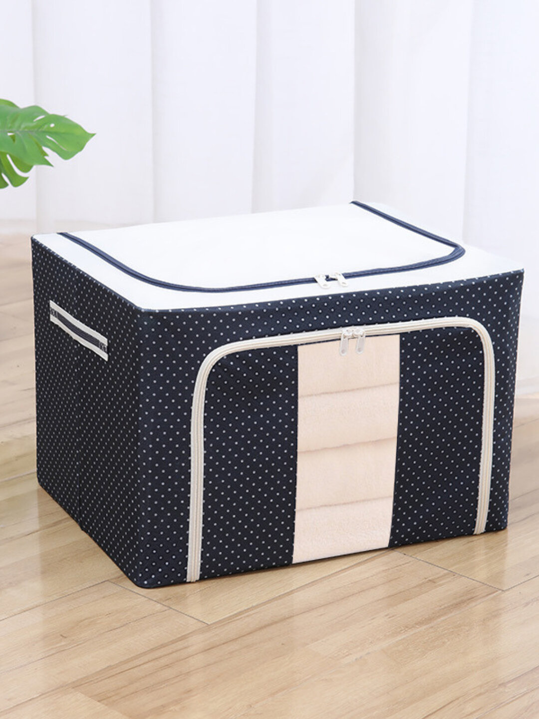Складной органайзер для хранения вещей, одежды, белья, c крышкой и жестким каркасом