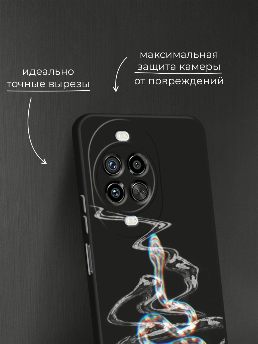Черный матовый чехол на Huawei Nova 14 Pro / Хуавей Нова 14 Про с принтом Змея glitch — фото 1