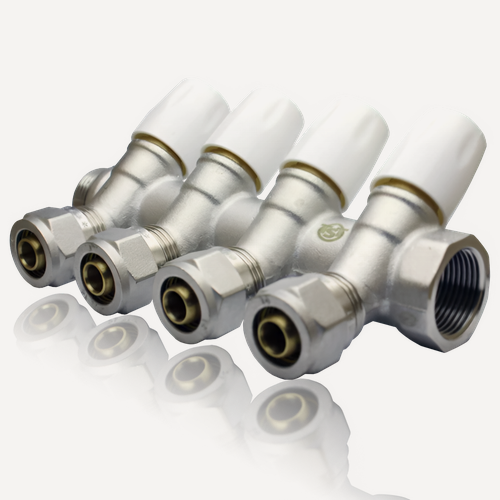 Изображение товара Коллектор TST регулируемый вентилями и цангами 3/4x16x4 выхода