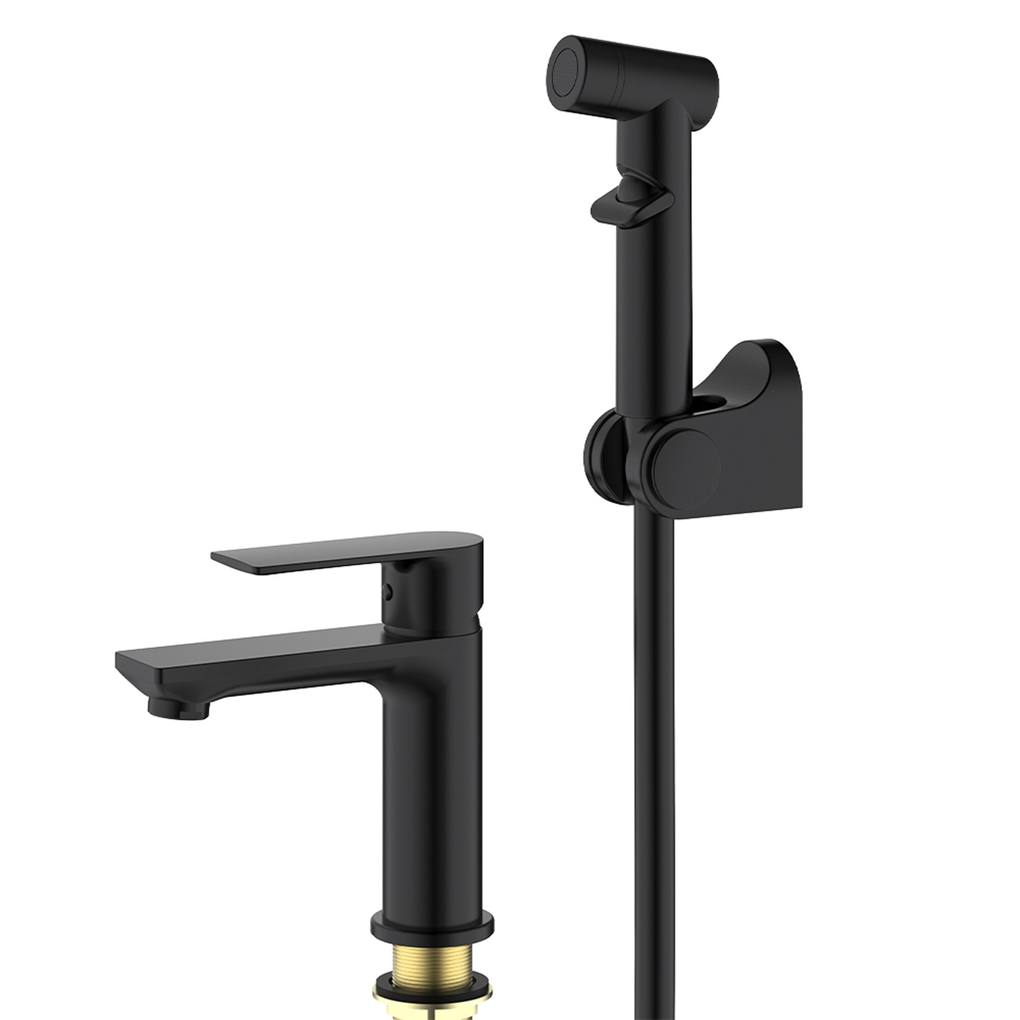 Смеситель для раковины с гигиеническим душем Splenka S05.12.06, черный